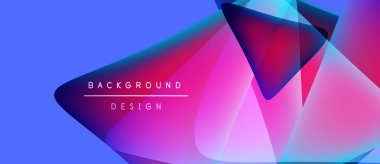 Soyut geometrik şekiller canlı renkleri harmanlarlar. Gradyan arka plan dinamik görsel efekt yaratır. Metin arka plan tasarımı okur. Modern, şık bir sunum.