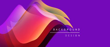 Soyut akışkan şekiller, canlı renkler, mor fon. Modern tasarım öğesi, dinamik kompozisyon, görsel doku. Arkaplan özellikleri katmanlı biçimler.
