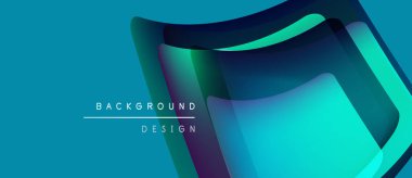 Soyut katmanlı şekiller canlı, mavi ve mor gradyan oluşturur. Modern tasarım elementleri derinlik ve yenilik öneriyor. Metin arkaplan tasarımı okur.