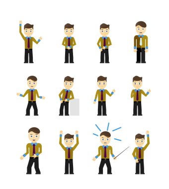 sevimli genç işadamları karakter kümesi üzerinde izole beyaz teşkil etmektedir.