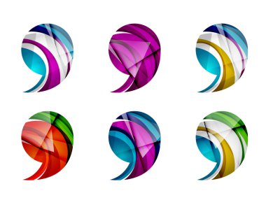 Dizi soyut virgül simgesi, iş logo kavramları, temiz modern geometrik tasarım