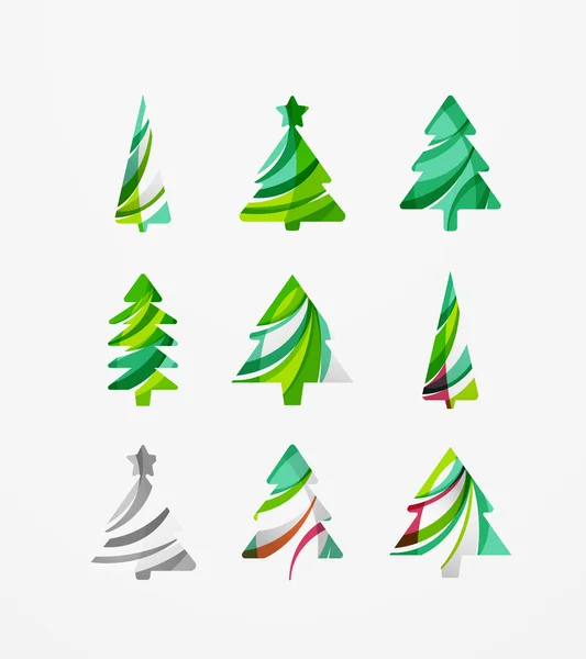 Aantal abstract kerstboom Icons, logo bedrijfsconcepten, schoon moderne glanzende ontwerp — Stockvector