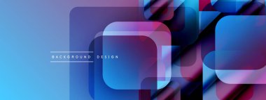 Soyut geometrik şekiller çakışıyor. Mor renklere mavi renk değişimi. Modern tasarım elementleri dinamik görsel efekt yaratır.