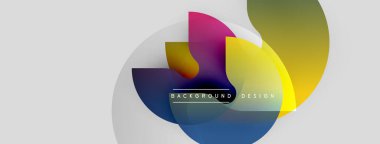 Soyut renkli çakışan daireler dinamik arkaplan oluşturur. Modern tasarım öğeleri yenilik, enerji, görsel cazibe.