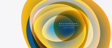 Soyut katmanlar canlı dairesel tasarım yaratır. Renkler karışır, dinamik görsel efekt oluşturur. Modern, minimalist kompozisyon.