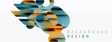 Soyut geometrik şekiller örtüşür, dinamik bileşim yaratır. Mavi, turuncu, deniz mavisi renkleri minimalist tasarıma hükmediyor. Temiz çizgiler, modern estetik..