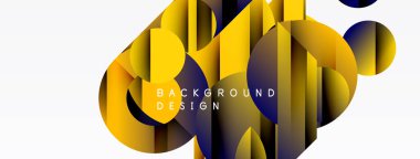 Soyut geometrik şekiller örtüşür, parlak sarı ve mavi renkler yaratır. Arkaplan ve sunumlar için modern tasarım ögesi.