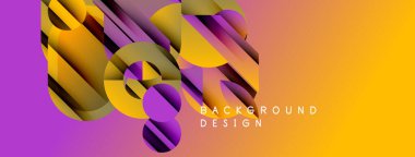 Soyut geometrik şekiller canlı mor, turuncu renkleri harmanlarlar. Dinamik kompozisyon modern arkaplan tasarımı yaratır. Yumuşak eğimler derinlik ekler.