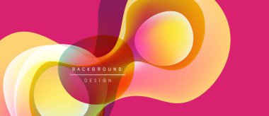 Soyut akışkan şekiller, canlı renkler, pembe arka plan. Modern tasarım elementleri dinamik görsel etki yaratır. Yumuşak gradyanlar sıvı hareketi sunar.