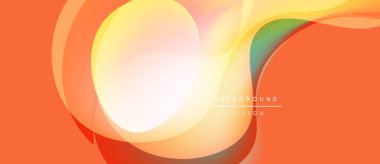 Soyut turuncu arka plan. Üst üste binen katmanlar dinamik, akışkan şekiller yaratır. Değişken renklere sahip modern tasarım, pürüzsüz geçişler.