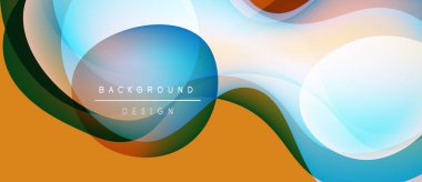 Soyut sıvı şekiller, canlı renklerin karışımı. Modern tasarım elementleri dinamik bileşim yaratır. Turuncu, mavi, yeşil renkler görsel alana hakim..