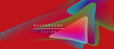 Canlı soyut şekiller kırmızı arkaplanla örtüşüyor. Renkler karışıyor, dinamik görsel efekt yaratıyor. Metin arkaplan tasarımı okur.