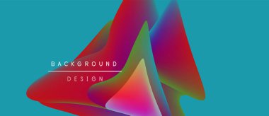 Soyut canlı şekiller turkuaz arka planla örtüşüyor. Modern tasarım elementleri dinamik görsel etki yaratır. Metin arkaplan tasarımı okur.