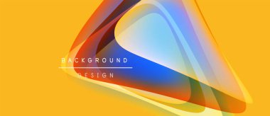 Soyut geometrik şekiller örtüşüyor, canlı renk eğimleri yaratıyor. Sarı arkaplan karşıtlık sağlar, tasarım elemanları modern estetik önerir.