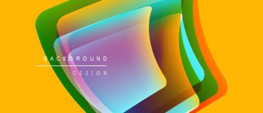 Soyut katmanlar örtüşüyor, canlı renkler karışıyor. Sarı zemin dinamik tasarımı, modern estetiği vurguluyor. Metin arkaplan tasarımı okur.