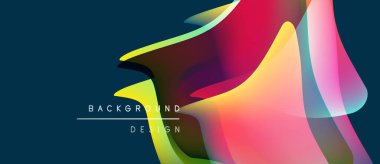 Soyut renkli şekiller koyu mavi arkaplanla örtüşür. Modern tasarım elementleri dinamik görsel etki yaratır. Metin arkaplan tasarımı okur.