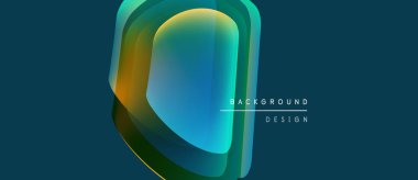 Soyut geometrik şekil, canlı renklerin karışımı. Modern tasarım ögesi, koyu arkaplan karşıtlık yaratır. Minimalist estetik, temiz çizgiler görünür..