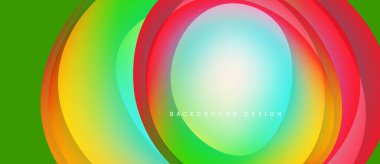 Soyut renkli katmanlar dinamik dairesel tasarım yaratır. Parlak gradyanlar harmanlanarak canlı görsel efekt oluşturur. Modern arkaplan ögesi.