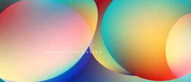 Soyut renkli örtüşen daireler canlı bir zemin oluşturur. Yumuşak gradyanlar renkleri karıştırır, modern tasarım elementini oluşturur.