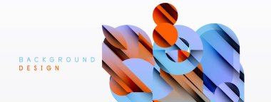Soyut geometrik şekiller örtüşür, dinamik renkli arkaplan oluşturur. Modern tasarım gradyanları, çizgileri, eğrileri içerir.