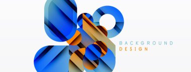 Soyut geometrik şekiller örtüşüyor, dinamik mavi, turuncu gradyanlar yaratıyor. Minimalist tasarım, özgeçmiş ve sunumlar için uygun. Temiz, modern estetik.