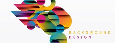 Soyut renkli şekiller örtüşür, dinamik bileşim yaratır. Parlak renkler harmanlanarak modern arkaplan tasarımı oluşturur. Basit geometri görsel alana hakim..