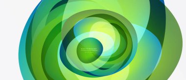 Soyut yeşil katmanlar girdap oluşturur. Modern tasarım, canlı renkler, pürüzsüz eğimler. Minimalist estetik, temiz kompozisyon.