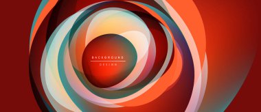 Soyut dairesel tasarım. Konsantrik katmanlar dinamik görsel efekt yaratır. Merkezi metin elementi ile sıcak renkler baskın gelir. Modern, şık bir sunum.