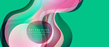 Soyut akışkan şekiller, canlı renkler, turkuaz arka plan. Modern tasarım elementleri dinamik görsel etki yaratır. Yumuşak gradyanlar zarafet sunar.