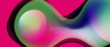 Soyut sıvı şekiller, canlı renkler, pembe baskın. Modern tasarım elementleri dinamik görsel etki yaratır. Yumuşak eğimler mevcut akış biçimleri.