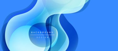 Soyut mavi dalgalar, akan şekiller. Modern tasarım, değişken renkler, dinamik kompozisyon. Dijital projeler için arkaplan ögesi.