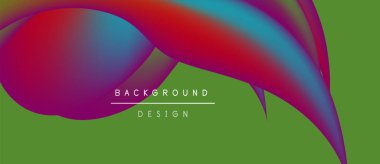 Yeşil zemin üzerinde canlı, soyut sıvı şekilleri. Modern tasarım öğesi, dijital projeler ve sunumlar için mükemmel. Renkli gradyanlar dinamik görsel etki yaratır.