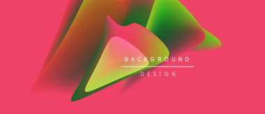 Soyut sıvı şekiller, canlı renkler, pembe fon. Modern tasarım elementleri dinamik görsel etki yaratır. Metin arkaplan tasarımı okur.