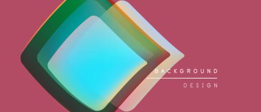 Soyut geometrik şekiller üst üste binerek pembe arkaplanda canlı renk eğimleri yaratıyor. Dijital projeler için modern tasarım ögesi.