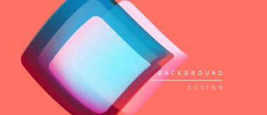 Soyut geometrik tasarım. Üst üste binen kareler canlı renk değişimleri yaratır. Şeftali arkaplan havalı tonları tamamlar. Modern, şık bir sunum.