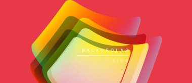 Soyut geometrik şekiller örtüşüyor, canlı renk eğimleri yaratıyor. Kırmızı arkaplan katmanlı tasarım elementlerini tamamlar. Modern, şık bir görüntü..