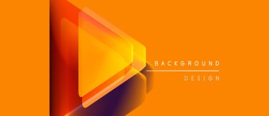 Soyut geometrik tasarım. Turuncu renkler baskın, katmanlı üçgen şekiller yaratıyor. Modern estetik, arka plan veya sunumlar için uygun.