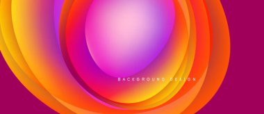 Soyut enerji katmanları dairesel akış yaratır. Pembe, turuncu, sarı renkler düzgün bir şekilde harmanlanır. Arka planlar için modern tasarım ögesi.