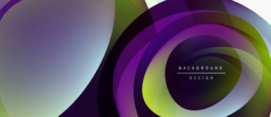 Soyut katmanlar dinamik görsel efekt yaratır. Mor, yeşil, gümüş renkleri pürüzsüz bir şekilde harmanlanmış. Arka planlar için modern tasarım ögesi.