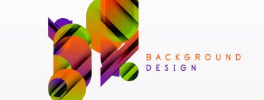 Soyut renkli şekiller örtüşür, dinamik görsel efekt yaratır. Modern tasarım elementleri yaratıcılığı, yeniliği önerir. Beyaz alan denge sağlar.