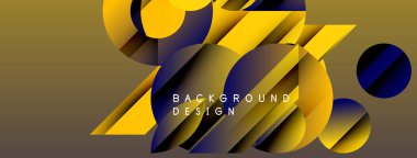 Soyut geometrik şekiller, sarı, donanma, altın rengi. Modern tasarım, dinamik kompozisyon, gradyan etkiler, görsel doku.