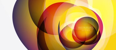 Soyut renkli katmanlar dinamik dairesel bileşim yaratır. Sıcak tonlar baskın gelir, daha serin gölgelere karışır. Modern tasarım ögesi.