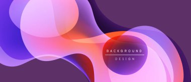 Soyut sıvı şekiller harmanlanarak canlı mor, pembe ve turuncu renkler yaratır. Arkaplan ve sunumlar için modern tasarım ögesi.