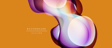 Soyut akışkan şekiller, canlı renkler, turuncu arka plan. Modern tasarım ögesi, pürüzsüz eğimler, dinamik bileşim.