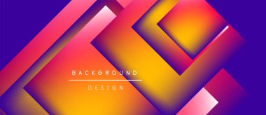 Değişken gradyan şekiller üst üste binerek dinamik soyut arkaplan oluşturur. Renkler mordan turuncuya, sarı renklere dönüşüyor. Modern tasarım ögesi.