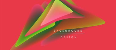 Soyut sıvı şekiller harmanlanarak canlı renk değişimleri yaratır. Kırmızı arkaplan dinamik tasarım elementlerini vurgular. Modern estetik.