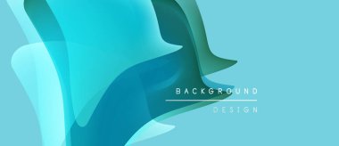 Soyut sıvı şekiller, turkuaz renkler, modern tasarım. Arkaplan özellikleri üst üste binen katmanlar, yumuşak eğimler, metin ögeleri.