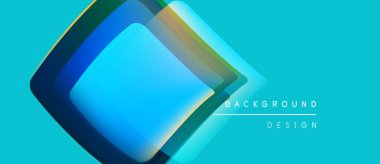 Soyut geometrik şekiller örtüşür ve canlı turkuaz değişim etkisi yaratır. Arkaplan ve sunumlar için uygun modern tasarım ögesi.