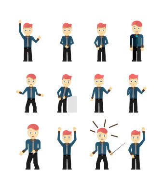 sevimli genç işadamları karakter kümesi üzerinde izole beyaz teşkil etmektedir.