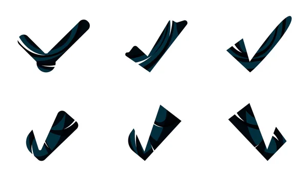 一連の抽象的な [ok] やダニのアイコン、ビジネス ロゴの概念、清潔でモダンな幾何学的設計 — ストックベクタ